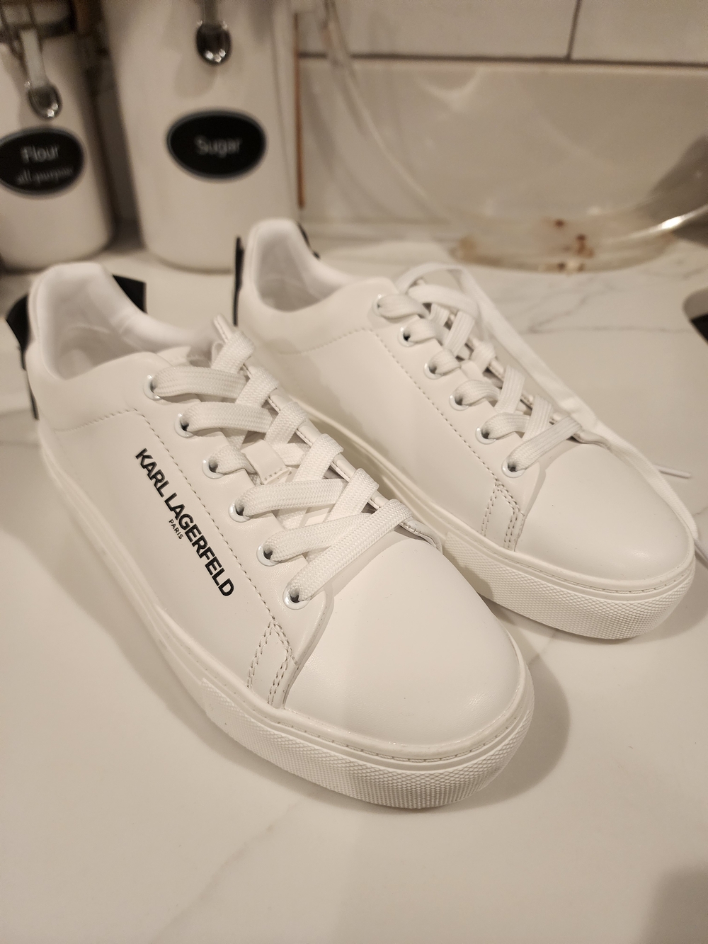 Karl Lagerfeld Chella White Lace-Up Sneakers